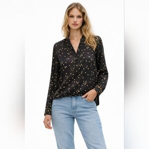 H&M Black and Yellow Collarless Blouse size 2